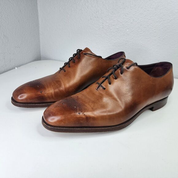 Rare Ralph Lauren Purple Label Wholecut Oxford Shoes 9.5 Brown Made in England - Picture 2 of 16